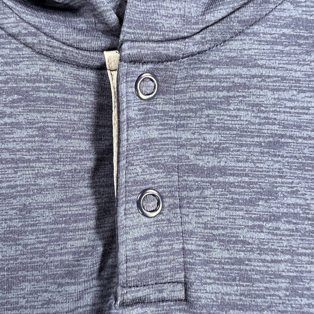Under Armour Pullover Shirt Mens Large Blue Long Sleeve HeatGear Hooded Henley - Picture 8 of 15